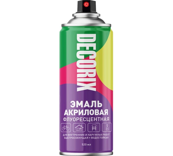 Аэрозольная эмаль Decorix (флуоресцентная; матовая; акриловая; красный; 520 мл) 0102-07 DX