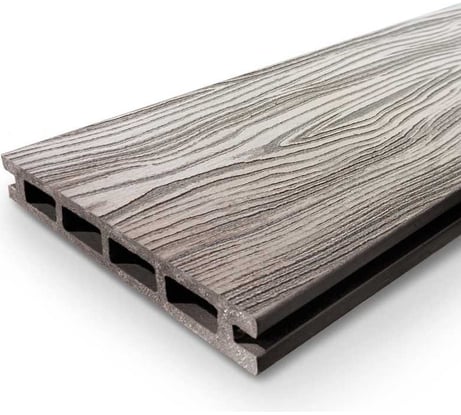 Террасная доска Groentec шовная, пустотелая, с тиснением, Орех, брашированная, венге, 4 м, ДПК TDEBW3D 145-22-4000