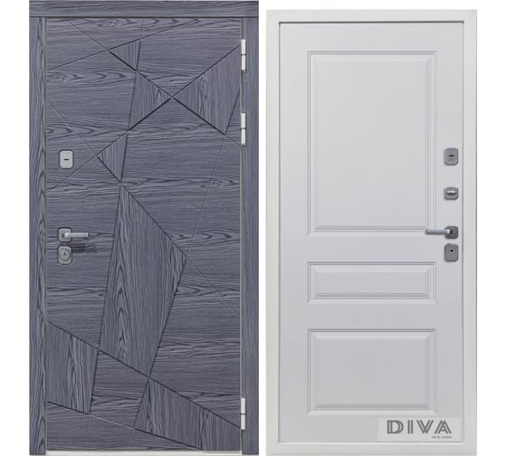 Дверь DIVA 97/3 2050x860 мм Правая Дуб Графит - Д13 Белый Софт УТ-00074986 1