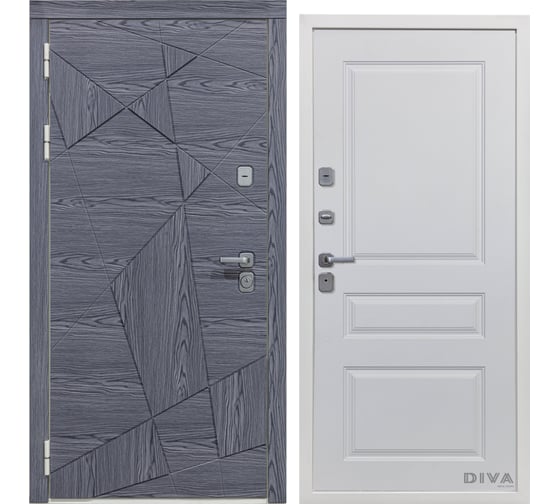 Дверь DIVA 97/3 2050x960 мм Левая Дуб Графит - Д13 Белый Софт УТ-00074988