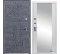 Дверь DIVA 97/3 Зеркало 2050x860 мм Левая Дуб Графит - Д15 Белый Софт УТ-00074911