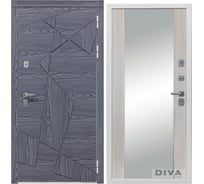Дверь DIVA 97/3 Зеркало 2050x860 мм Правая Дуб Графит - Д15 Сандал белый УТ-00074931