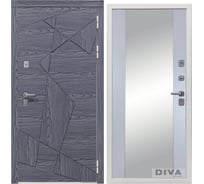 Дверь DIVA 97/3 Зеркало 2050x960 мм Правая Дуб Графит - Д15 Силк Маус УТ-00074150