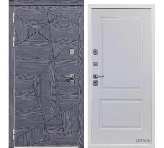 Дверь DIVA 97/3 2050x960 мм Левая Дуб Графит - Д7 Белый Софт УТ-00074887