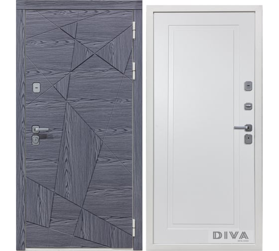 Дверь DIVA 97/3 2050x860 мм Правая Дуб Графит - Н10 Белый Софт УТ-00074971