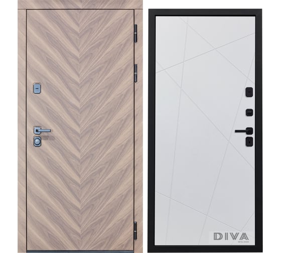 Дверь DIVA 98 2050x860 мм Правая Орех шоколадный - Д11 Белый Софт УТ-00075855