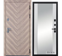 Дверь DIVA 98 Зеркало 2050x960 мм Правая Орех шоколадный - Д15 Белый Софт УТ-00075875