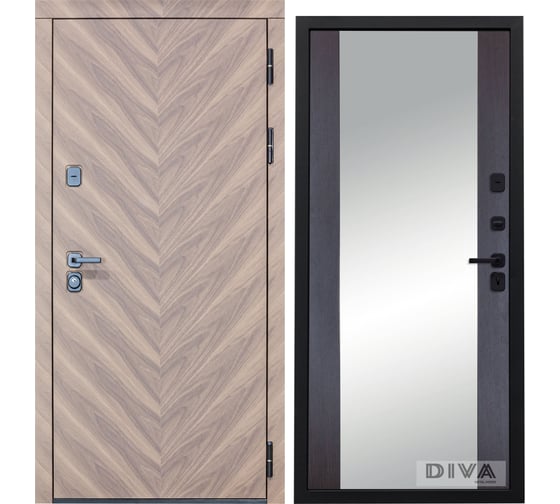 Дверь DIVA 98 Зеркало 2050x860 мм Правая Орех шоколадный - Д15 Венге УТ-00075877 1