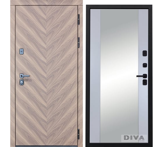 Дверь DIVA 98 Зеркало 2050x960 мм Правая Орех шоколадный - Д15 Силк Маус УТ-00075888