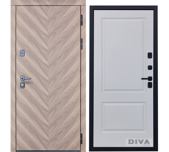 Дверь DIVA 98 2050x860 мм Правая Орех шоколадный - Д7 Белый Софт УТ-00075819 1