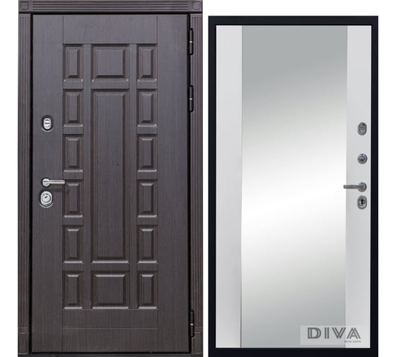 Дверь DIVA 38 Зеркало 2050x960 мм Правая Венге - Д15 Белый Софт УТ-00073444 1