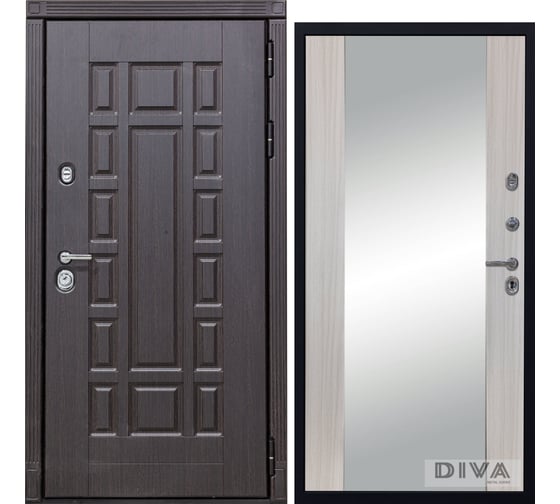 Дверь DIVA 38 Зеркало 2050x860 мм Правая Венге - Д15 Сандал Белый УТ-00073669 1