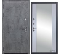 Дверь DIVA 51 Зеркало 2050x860 мм Левая Бетон темный - Д15 Силк маус УТ-00073402