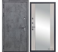 Дверь DIVA 51 Зеркало 2050x960 мм Левая Бетон темный - Д15 Сандал белый УТ-00075376