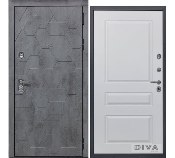 Дверь DIVA 51 2050x960 мм Правая Бетон темный - Д13 Белый софт УТ-00072768