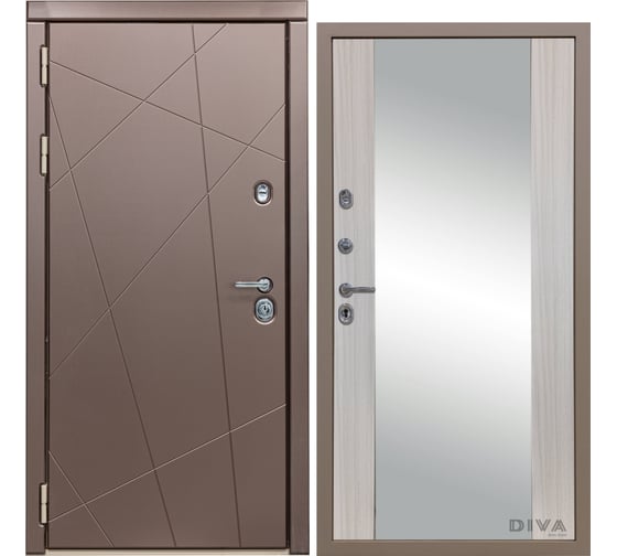 Дверь DIVA 50 Зеркало 2050x960 мм Левая Бронза - Д15 Сандал белый УТ-00075325