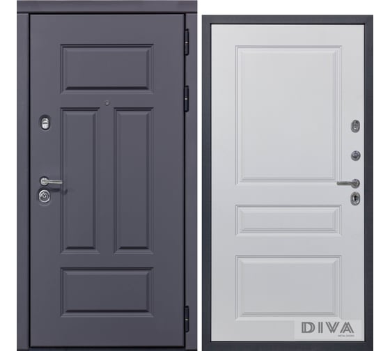 Дверь DIVA 47 2050x960 мм Правая Ясень графит - Д13 Белый софт УТ-00073049 1