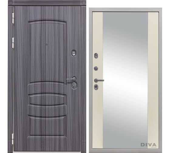 Дверь DIVA 42 Зеркало 2050x860 мм Левая Сандал серый - Д15 Софт шампань УТ-00075408 1