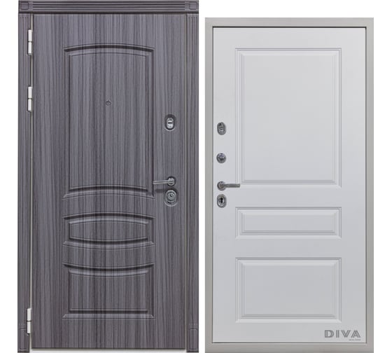 Дверь DIVA 42 2050x860 мм Левая Сандал серый - Д13 Белый софт УТ-00075297