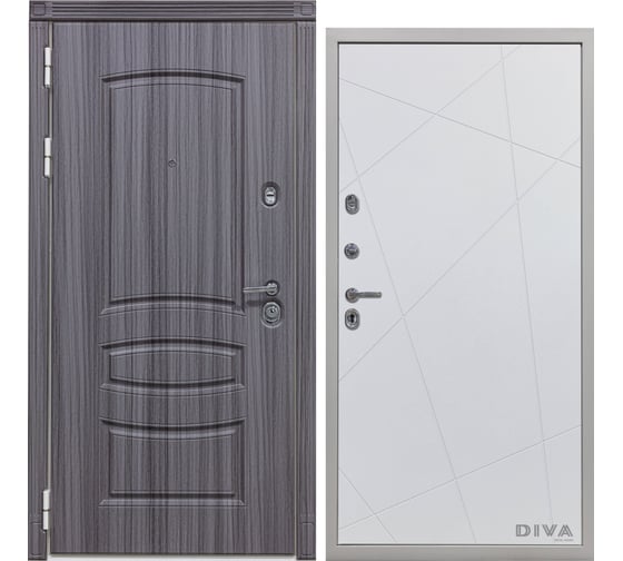 Дверь DIVA 42 2050x960 мм Левая Сандал серый - Д11 Белый софт УТ-00075312 1
