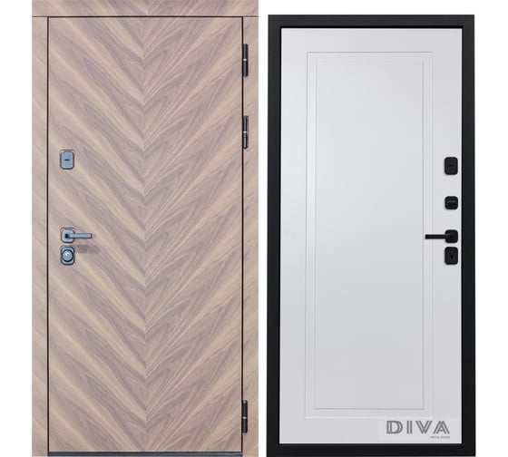 Дверь DIVA 98 2050x960 мм Правая Орех шоколадный - Н10 Белый софт УТ-00075803 1