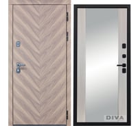 Дверь DIVA 98 Зеркало 2050x860 мм Правая Орех шоколадный - Д15 Сандал белый УТ-00075881