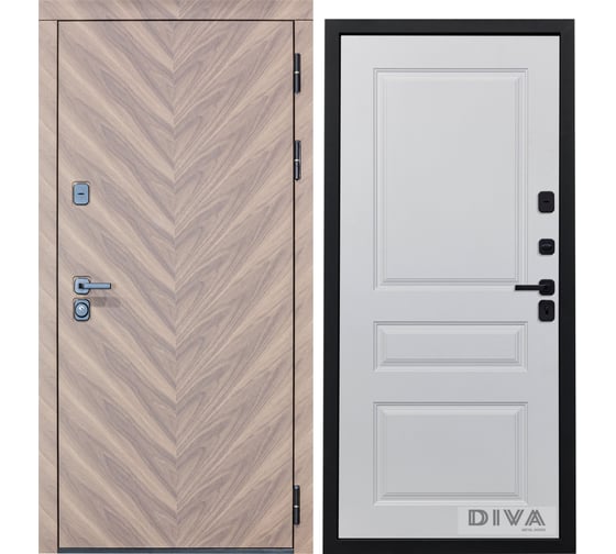 Дверь DIVA 98 2050x860 мм Правая Орех шоколадный - Д13 Белый софт УТ-00075838 1