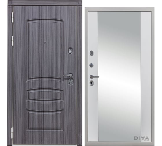 Дверь DIVA 42 Зеркало 2050x960 мм Левая Сандал серый - Д15 Белый Софт УТ-00074209