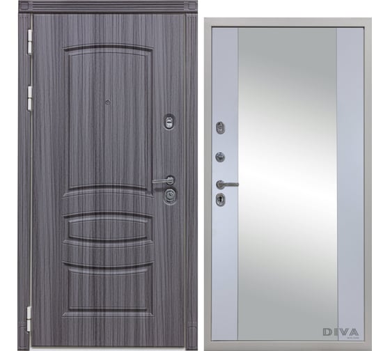 Дверь DIVA 42 Зеркало 2050x860 мм Левая Сандал серый - Д15 Силк Маус УТ-00075405 1