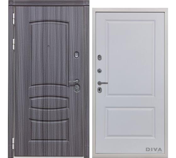 Дверь DIVA 42 2050x960 мм Левая Сандал серый - Д7 Белый Софт УТ-00072236