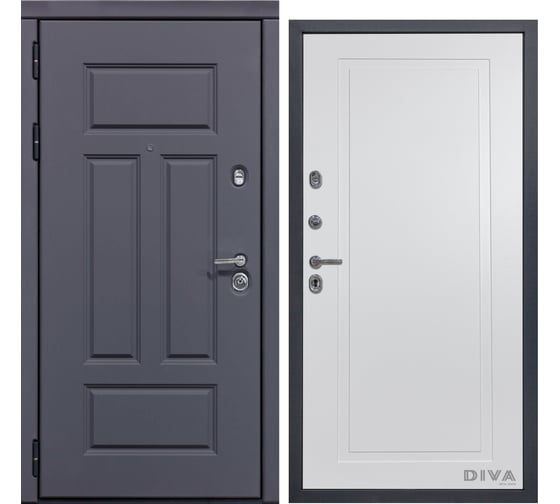 Дверь DIVA 47 2050x860 мм Левая Ясень графит - Н10 Белый Софт УТ-00075234 1