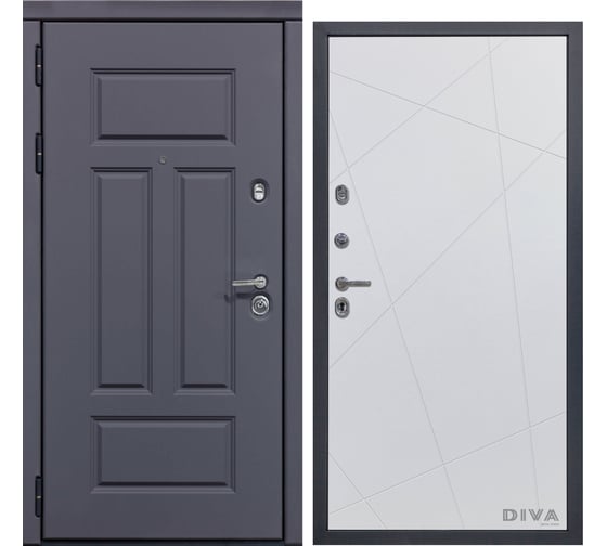 Дверь DIVA 47 2050x960 мм Левая Ясень графит - Д11 Белый Софт УТ-00075222