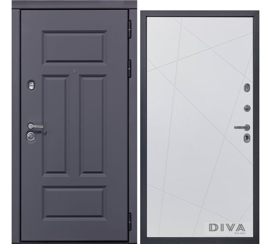 Дверь DIVA 47 2050x960 мм Правая Ясень графит - Д11 Белый Софт УТ-00074673 1