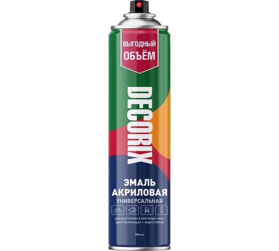 Аэрозольная универсальная эмаль Decorix (акриловая; черный; матовый; 780 мл) 0118-02 DX
