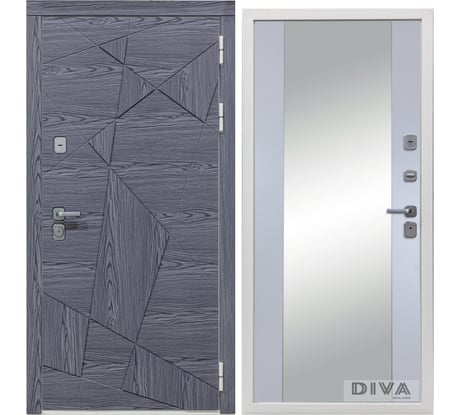 Дверь DIVA 97/3 Зеркало 2050x860 мм Правая Дуб графит - Д15 Силк маус УТ-00074909