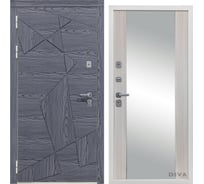 Дверь DIVA 97/3 Зеркало 2050x960 мм Левая Дуб графит - Д15 Сандал белый УТ-00074932