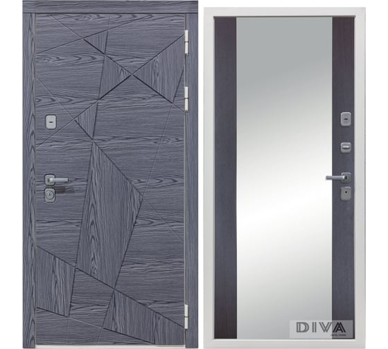Дверь DIVA 97/3 Зеркало 2050x860 мм Правая Дуб графит - Д15 Венге УТ-00074926 1