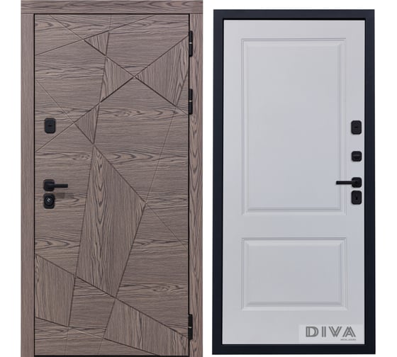 Дверь DIVA 97/2 2050x860 мм Правая Дуб коньяк - Д7 Белый софт УТ-00073467 1