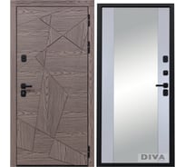 Дверь DIVA 97/2 2050x960 мм Зеркало Правая Дуб коньяк - Д15 Силк маус УТ-00074857