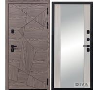 Дверь DIVA 97/2 2050x960 мм Зеркало Правая Дуб коньяк - Д15 Сандал белый УТ-00074871