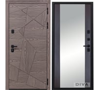 Дверь DIVA 97/2 2050x860 мм Зеркало Правая Дуб коньяк - Д15 Венге УТ-00074862