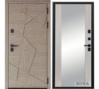 Дверь DIVA 97/1 2050x860 мм Зеркало Правая Дуб натуральный - Д15 Сандал белый УТ-00074980
