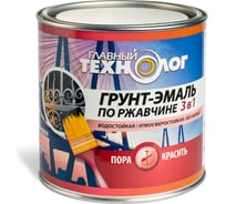 Грунт-эмаль по ржавчине  3 в 1 Новбытхим ГЛАВНЫЙ ТЕХНОЛОГ белая латексная банка 0.8 кг 1762