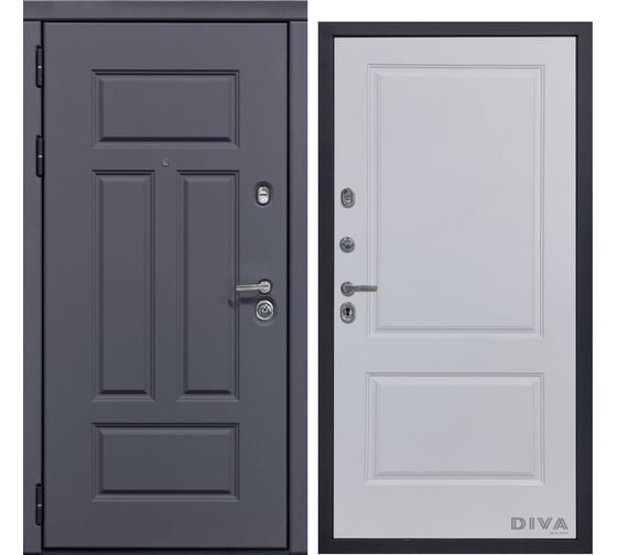 Дверь DIVA 47 2050x860 мм Левая Ясень графит - Д7 Белый Софт УТ-00071700 1