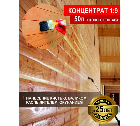 Антисептик для дерева, для фасадных и внутренних работ SAFORA (концентрат 1:9; 5 литров) АН05