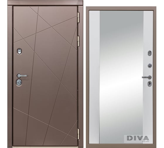 Дверь DIVA 50 Зеркало 2050x860 мм Правая Бронза - Д15 Белый Софт УТ-00073459 1