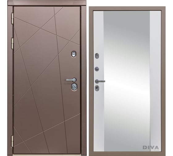 Дверь DIVA 50 Зеркало 2050x860 мм Левая Бронза - Д15 Белый Софт УТ-00075315 1