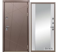 Дверь DIVA 50 Зеркало 2050x960 мм Правая Бронза - Д15 Белый Софт УТ-00073543