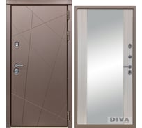 Дверь DIVA 50 Зеркало 2050x960 мм Правая Бронза - Д15 Сандал Белый УТ-00075326