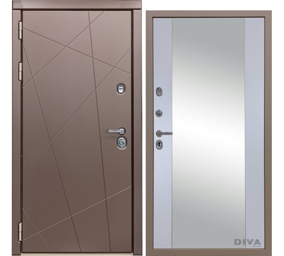 Дверь DIVA 50 Зеркало 2050x860 мм Левая Бронза - Д15 Силк Маус УТ-00075328 1
